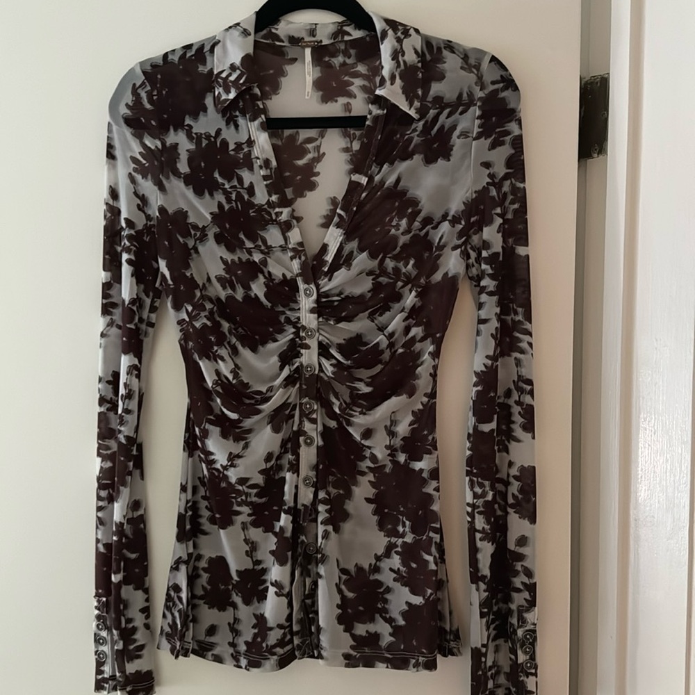 Free people button down mesh top